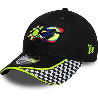 Cappello curvo nero cinghia regolabile 9FORTY M-Crown Check dei Valentino Rossi VR46 MotoGP di New Era