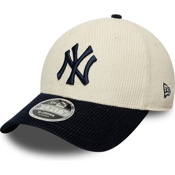 Cappello curvo beige cinghia regolabile 9FORTY M-Crown Cord dei New York Yankees MLB di New Era