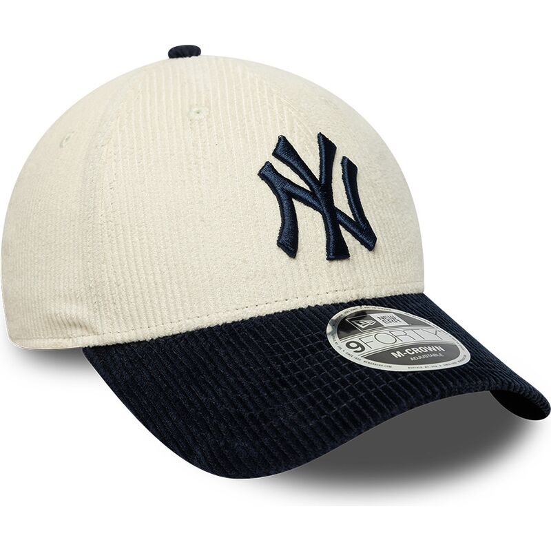 cappello-curvo-beige-cinghia-regolabile-9forty-m-crown-cord-dei-new-york-yankees-mlb-di-new-era