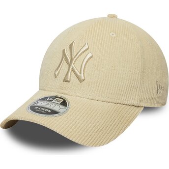 Casquette courbée beige ajustable avec logo beige 9FORTY M-Crown Cord New York Yankees MLB New Era