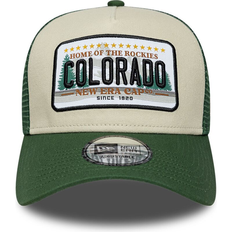 cappello-curvo-verde-snapback-a-frame-license-plate-dei-colorado-di-new-era