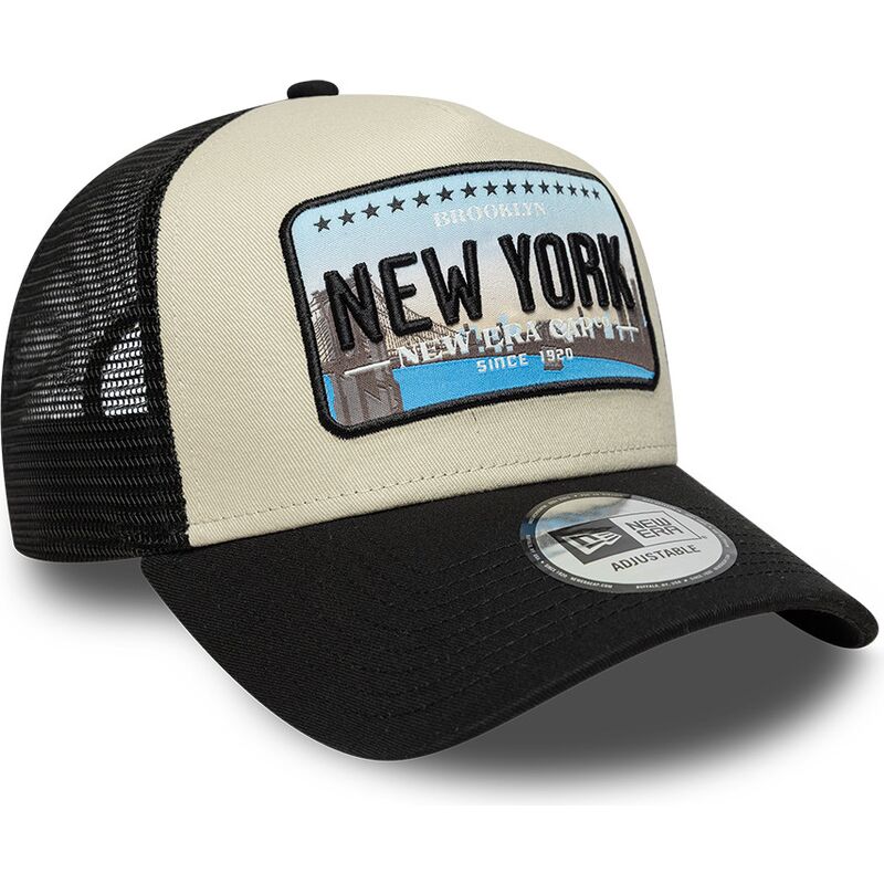 cappello-curvo-nero-snapback-a-frame-license-plate-dei-new-york-di-new-era