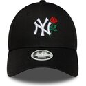 cappello-curvo-nero-cinghia-regolabile-9forty-flower-icon-dei-new-york-yankees-mlb-di-new-era