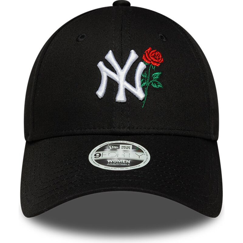 cappello-curvo-nero-cinghia-regolabile-9forty-flower-icon-dei-new-york-yankees-mlb-di-new-era