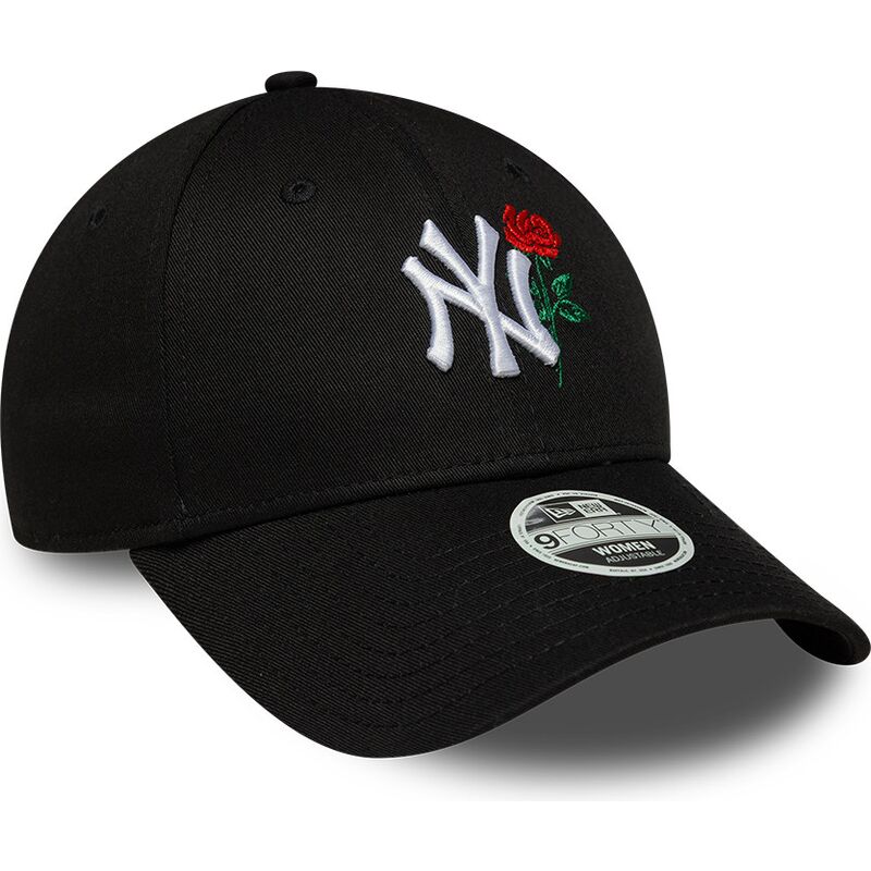 cappello-curvo-nero-cinghia-regolabile-9forty-flower-icon-dei-new-york-yankees-mlb-di-new-era