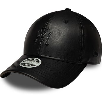 Cappello curvo nero snapback 9FORTY M-Crown PU Diamante dei New York Yankees MLB di New Era