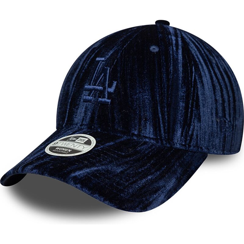 cappello-curvo-blu-marino-cinghia-regolabile-9twenty-velour-dei-los-angeles-dodgers-mlb-di-new-era