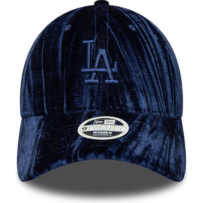 cappello-curvo-blu-marino-cinghia-regolabile-9twenty-velour-dei-los-angeles-dodgers-mlb-di-new-era