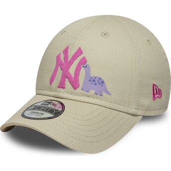 Mützen gebogen beige verstellbares band für Kinder rosa 9FORTY Dino Icon der New York Yankees MLB von New Era