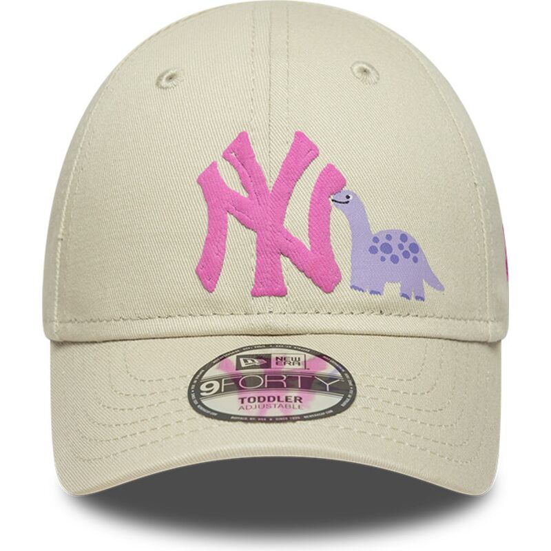 cappello-curvo-beige-cinghia-regolabile-per-bambino-rosa-9forty-dino-icon-dei-new-york-yankees-mlb-di-new-era