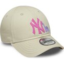 cappello-curvo-beige-cinghia-regolabile-per-bambino-rosa-9forty-dino-icon-dei-new-york-yankees-mlb-di-new-era