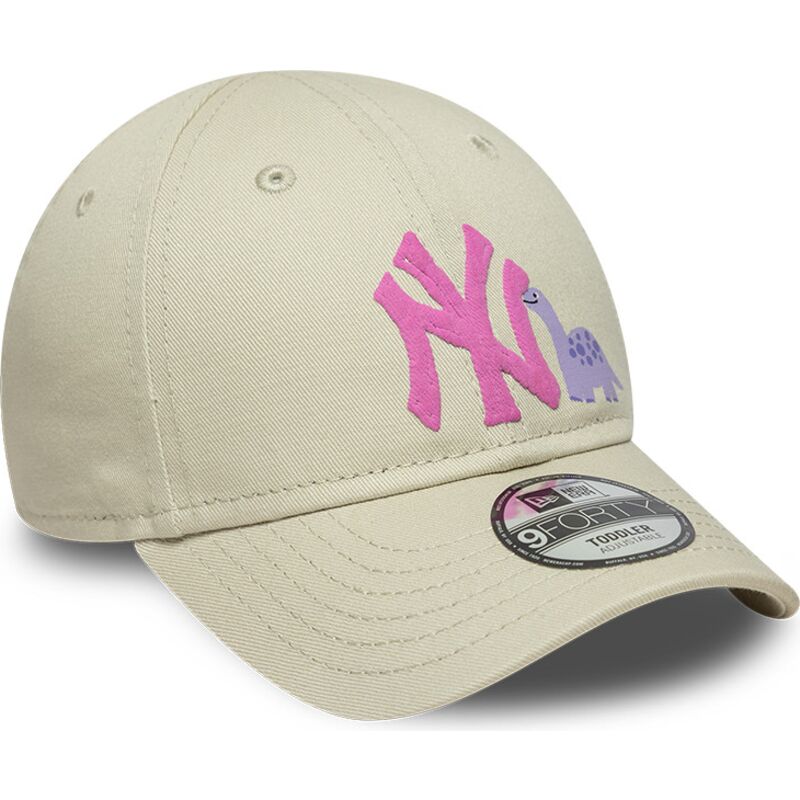 cappello-curvo-beige-cinghia-regolabile-per-bambino-rosa-9forty-dino-icon-dei-new-york-yankees-mlb-di-new-era