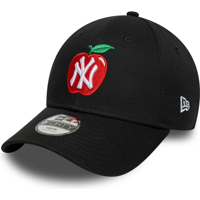 casquette-courbee-noire-ajustable-pour-enfant-9forty-fruit-icon-apple-new-york-yankees-mlb-new-era