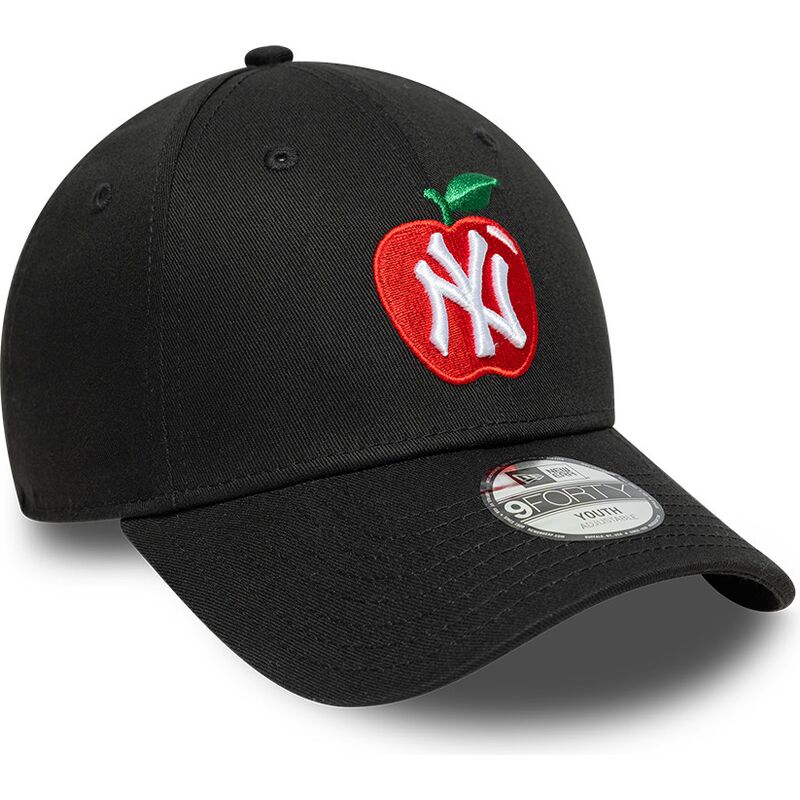 cappello-curvo-nero-cinghia-regolabile-per-bambino-9forty-fruit-icon-apple-dei-new-york-yankees-mlb-di-new-era