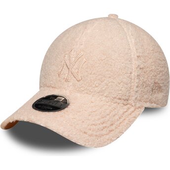 Mützen gebogen rosa snapback für Kinder rosa 9FORTY M-Crown Winter Borg der New York Yankees MLB von New Era