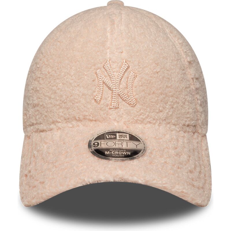 cappello-curvo-rosa-snapback-per-bambino-rosa-9forty-m-crown-winter-borg-dei-new-york-yankees-mlb-di-new-era