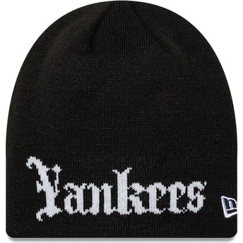 Cappello nero Knit Skully Wordmark dei New York Yankees MLB di New Era