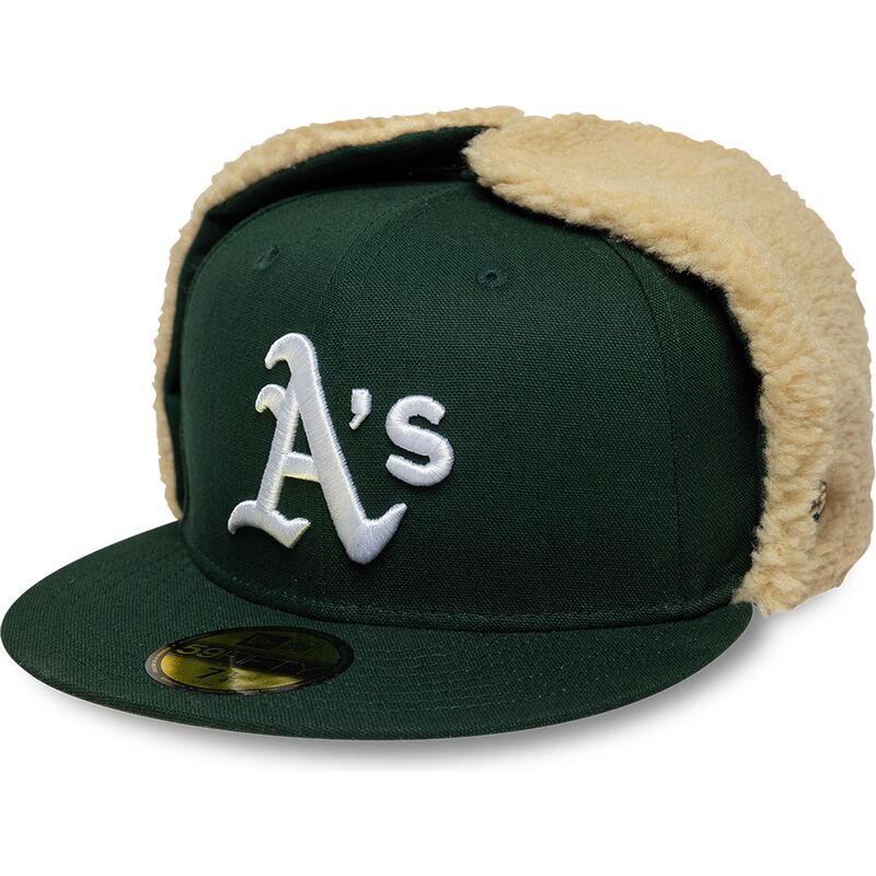 cappello-piatto-verde-aderente-59fifty-dogear-world-series-dei-oakland-athletics-mlb-di-new-era