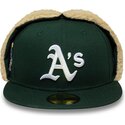 cappello-piatto-verde-aderente-59fifty-dogear-world-series-dei-oakland-athletics-mlb-di-new-era