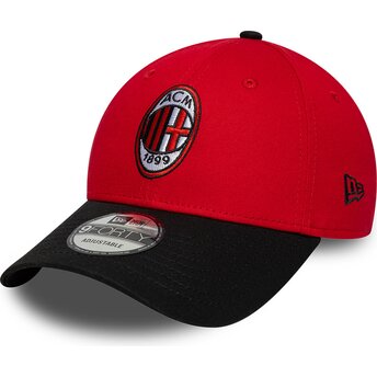 Casquette courbée rouge et noire ajustable 9FORTY Contrast AC Milan Serie A New Era