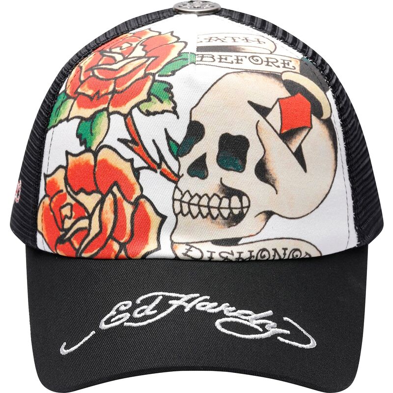casquette-trucker-noire-et-blanche-before-dishonor-ed-hardy