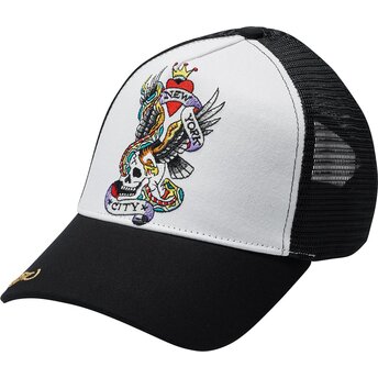 Casquette trucker noire et blanche Nyc Ed Hardy
