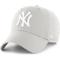cappello-curvo-grigio-cinghia-regolabile-clean-up-no-loop-label-dei-new-york-yankees-mlb-di-47-brand