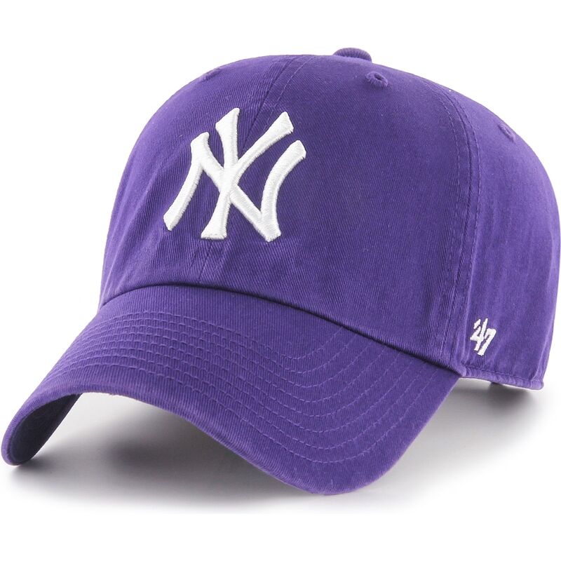 casquette-courbee-violette-ajustable-clean-up-no-loop-label-new-york-yankees-mlb-47-brand casquette-courbee-violette-ajustable-clean-up-no-loop-label-new-york-yankees-mlb-47-brand