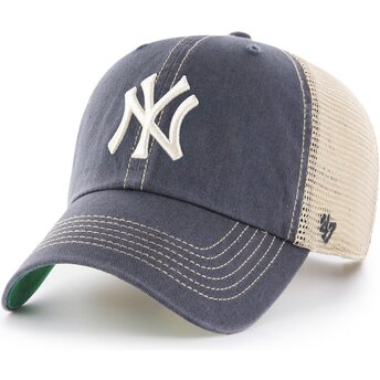 Mützen gebogen grau snapback Clean Up Trawler Vintage Navy der New York Yankees MLB von 47 Brand