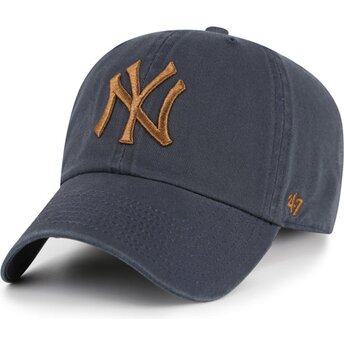 Cappello curvo grigio cinghia regolabile Clean Up Contrast Vintage Navy dei New York Yankees MLB di 47 Brand