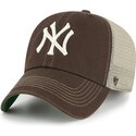 cappello-curvo-marrone-snapback-clean-up-trawler-dei-new-york-yankees-mlb-di-47-brand