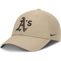 casquette-courbee-beige-ajustable-avec-logo-marron-structured-uv-poly-ripstop-oakland-athletics-mlb-nike