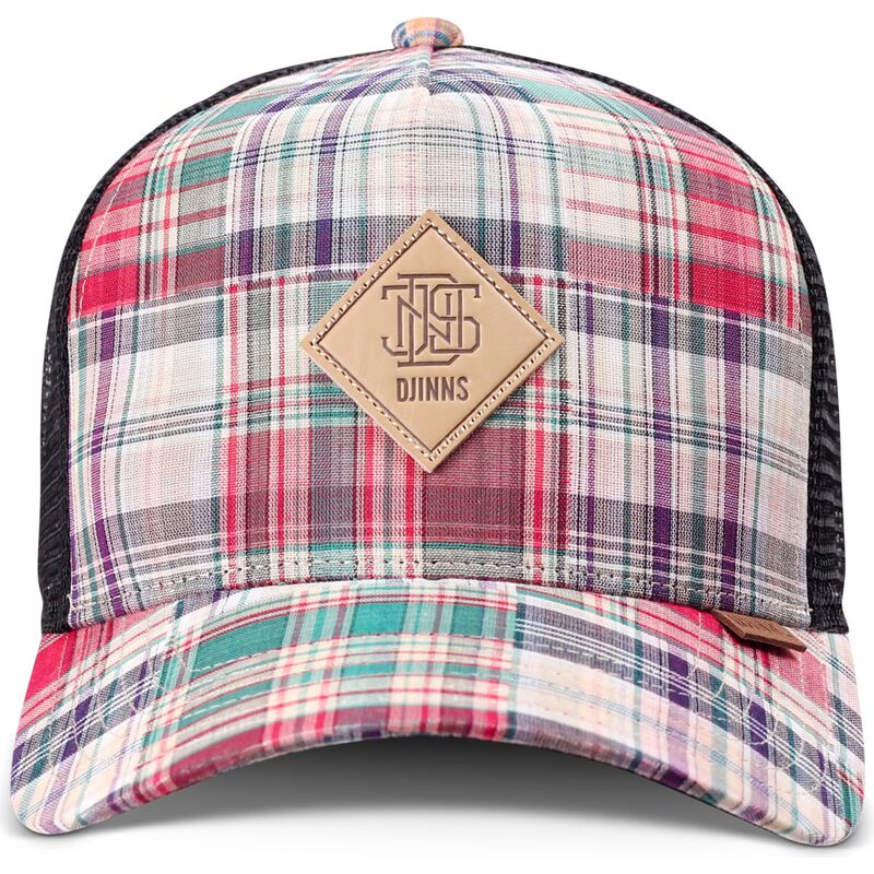 cappello-curvo-multicolore-snapback-hft-patch-check-red-di-djinns