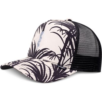 Cappello curvo nero snapback HFT Allover Palm di Djinns
