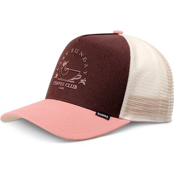Cappello curvo marrone snapback rosa HFT Lazy Bird di Djinns