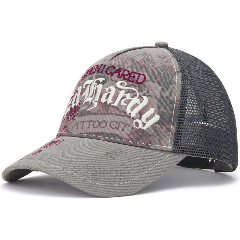 casquette-trucker-grise-floral-tattoo-city-vintage-wash-ed-hardy