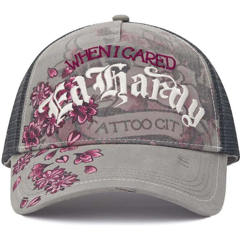 cappello-curvo-grigio-snapback-floral-tattoo-city-vintage-wash-di-ed-hardy