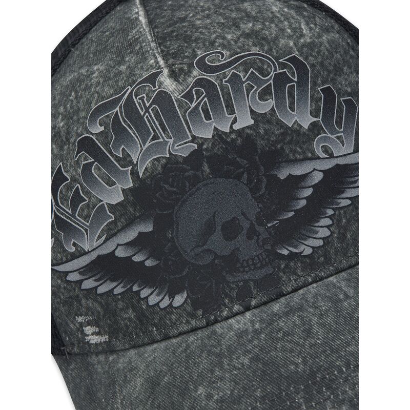 casquette-trucker-grise-flaming-gothic-skull-washed-ed-hardy