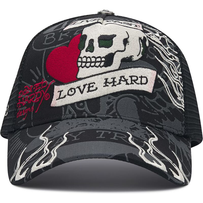 casquette-trucker-noire-live-fast-love-hard-ed-hardy