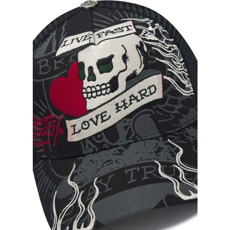casquette-trucker-noire-live-fast-love-hard-ed-hardy