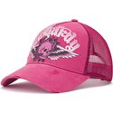 casquette-trucker-rose-flaming-gothic-skull-washed-ed-hardy