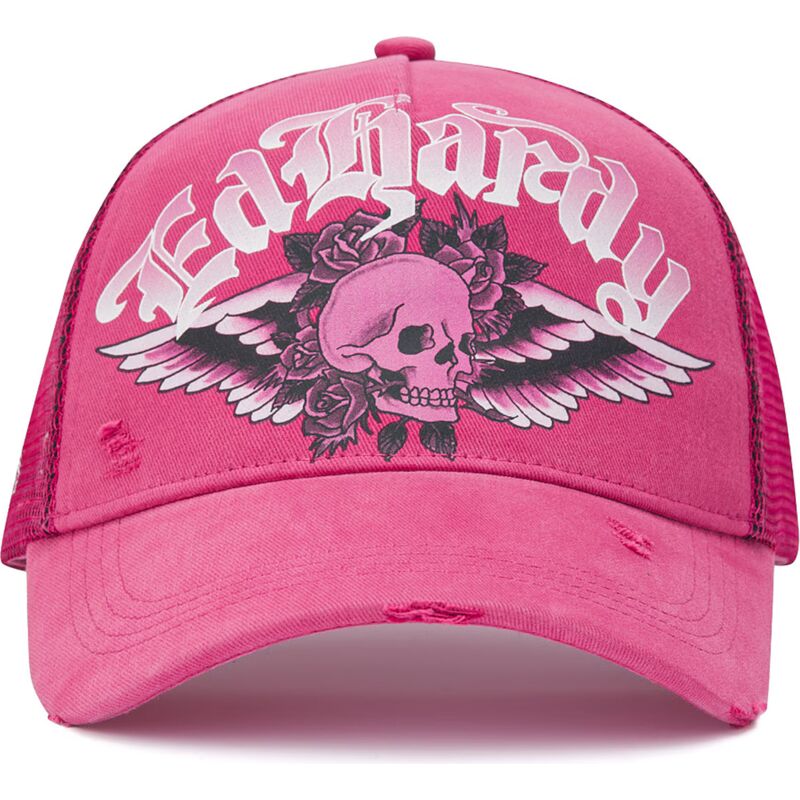 casquette-trucker-rose-flaming-gothic-skull-washed-ed-hardy casquette-trucker-rose-flaming-gothic-skull-washed-ed-hardy