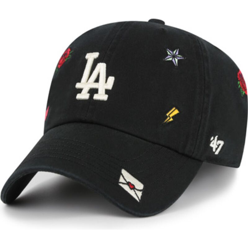 casquette-courbee-noire-ajustable-clean-up-multi-scatter-los-angeles-dodgers-mlb-47-brand