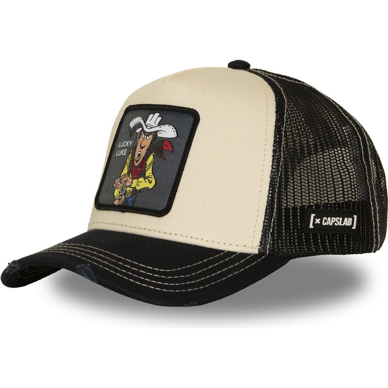 casquette-trucker-beige-et-noire-lucky-luke-lck4-cow-capslab casquette-trucker-beige-et-noire-lucky-luke-lck4-cow-capslab