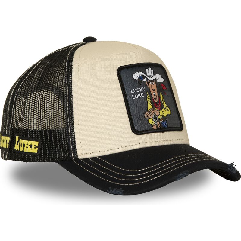 casquette-trucker-beige-et-noire-lucky-luke-lck4-cow-capslab casquette-trucker-beige-et-noire-lucky-luke-lck4-cow-capslab