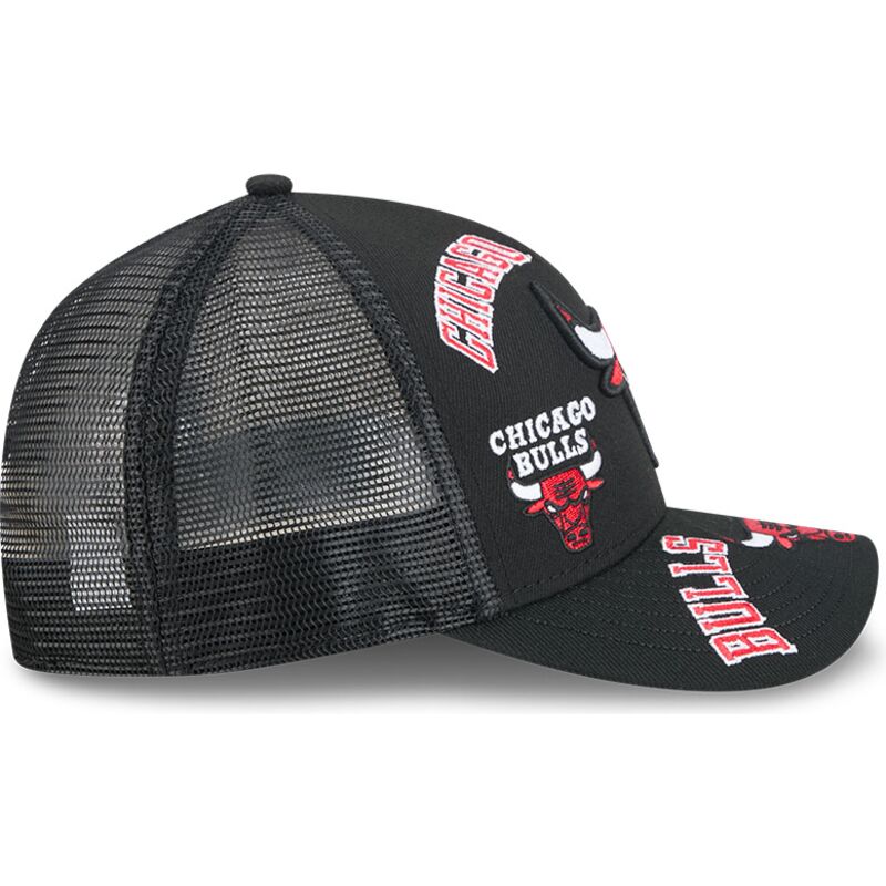 casquette-trucker-noire-9forty-m-crown-a-frame-all-over-chicago-bulls-nba-new-era