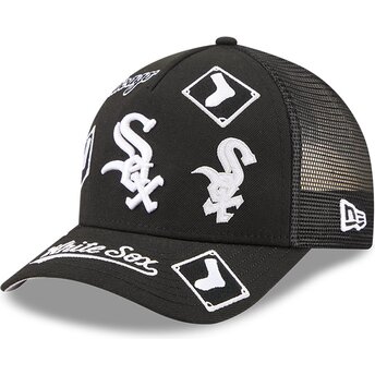 Cappello curvo nero snapback 9FORTY M-Crown A Frame All Over dei Chicago White Sox MLB di New Era