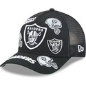 cappello-curvo-nero-snapback-9forty-m-crown-a-frame-all-over-dei-las-vegas-raiders-nfl-di-new-era