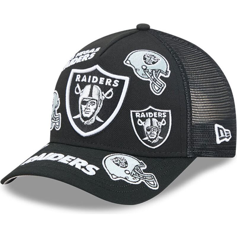 cappello-curvo-nero-snapback-9forty-m-crown-a-frame-all-over-dei-las-vegas-raiders-nfl-di-new-era