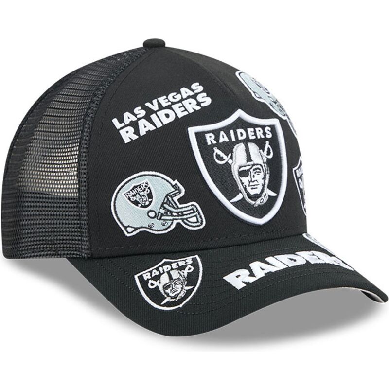 cappello-curvo-nero-snapback-9forty-m-crown-a-frame-all-over-dei-las-vegas-raiders-nfl-di-new-era